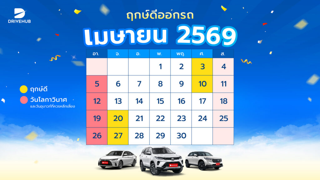 ฤกษ์ดีออกรถ เดือนเมษายน 2569